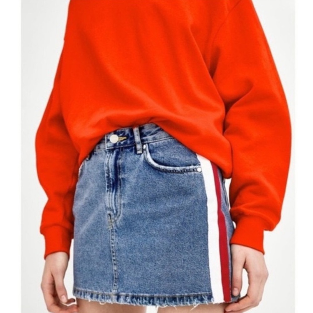 Zara Denim by Trafaluc Mini Skirt With Side Striping